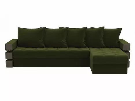 Диван угловой Венеция правый Микровельвет Зеленый