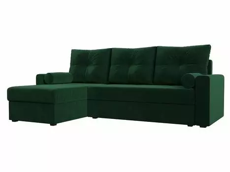 Диван угловой Верона Лайт левый Велюр Зеленый