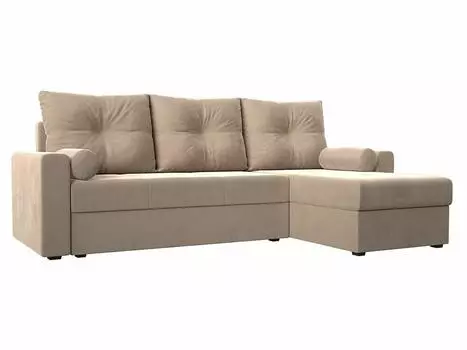 Диван угловой Верона Лайт правый Велюр Бежевый
