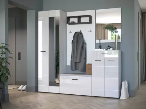 GLOSS прихожая - 1 Белый/Белый глянец