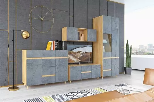 Гостиная Киото-01 Дуб небраска/Бетон тёмный