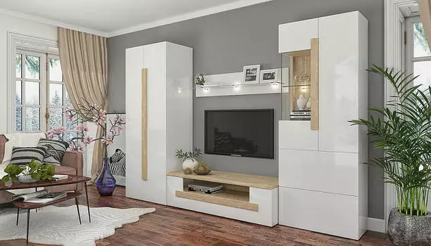 Гостиная Куба 4 Дуб Сонома Белый Глянец