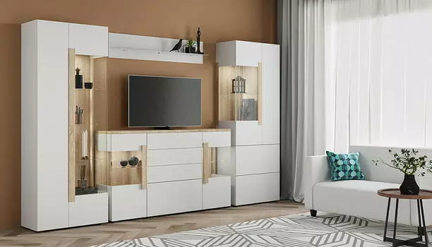 Гостиная Куба 5 Дуб Сонома Белый Глянец