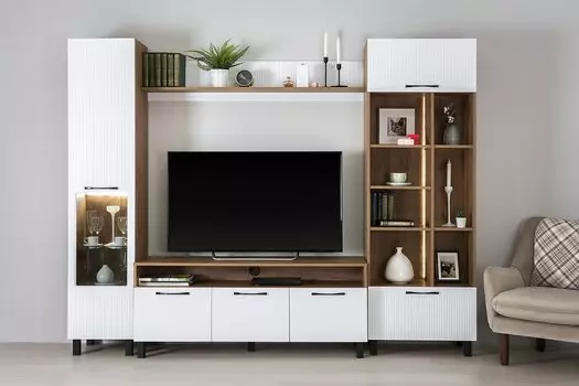 Гостиная Манхеттен Дуб Крафт табачный/Белый глянец