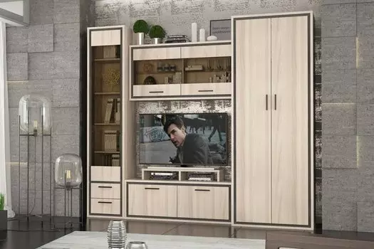 Гостиная Мемфис-03 Ясень шимо светлый