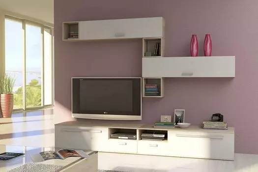 Гостиная Рио-01 Белый глянец /Дуб сонома