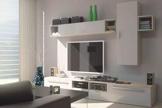 Гостиная Рио-03 Белый глянец /Дуб сонома