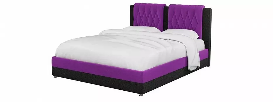 Кровать интерьерная Камилла Микровельвет Фиолетовый Черный 160Х200