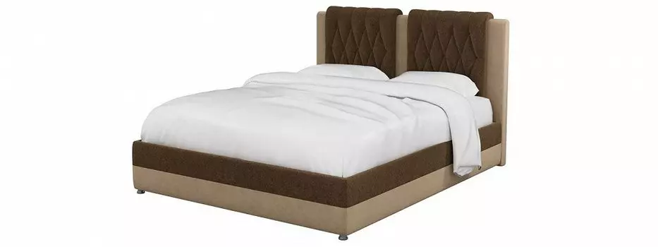 Кровать интерьерная Камилла Микровельвет Коричневый Бежевый 160х200