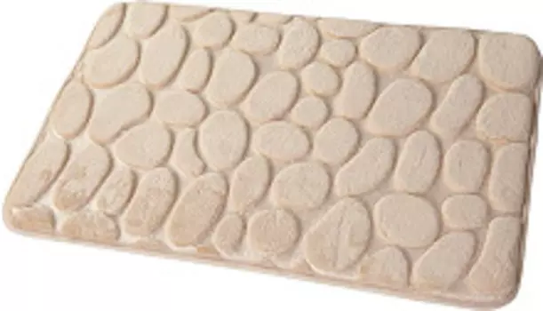 Коврик для ванной 40х60см. Камушки 3D, цв. бежевый