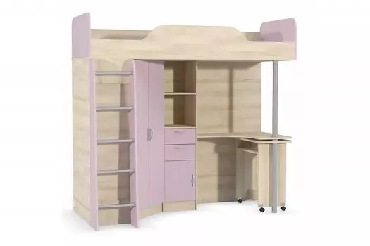 Кровать-чердак Ника 427 Бук песочный/ Лаванда BSBS1 80