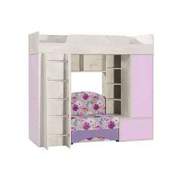 Кровать-чердак Тетрис 1 366 Дуб крафт белый/ Лаванда BSBS1 80