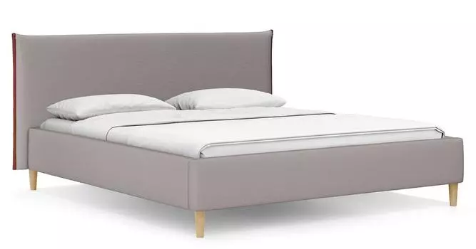 Кровать интерьерная Микаса велюр Velutto 09 Светло-серый/Velutto 55 Терракотовый 180*200