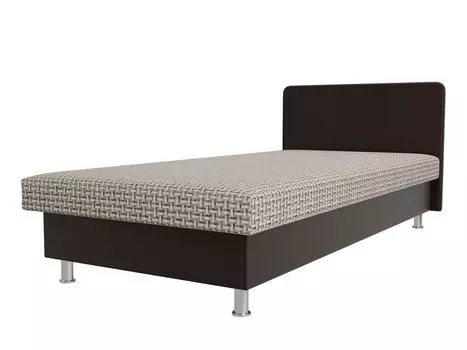 Кровать Мальта Рогожка/Экокожа Корфу 02/Коричневый