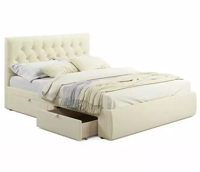 Кровать мягкая Verona 1600 бежевая с ящиками
