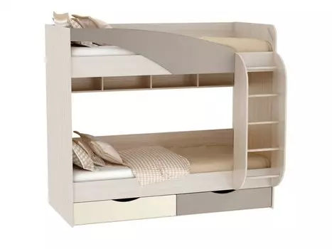 Кровать Роман КР-703 2-х ярусная Ваниль глянец/Капучино глянец