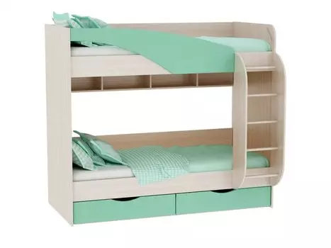 Кровать Роман КР-703 2-х ярусная Бирюзовый металлик 0,9м