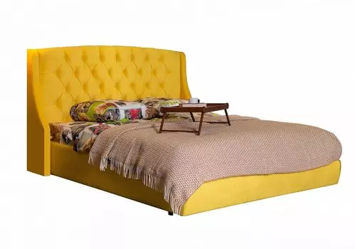 Мягкая интерьерная кровать Стефани 1400, БП/М, ткань, Жёлтый