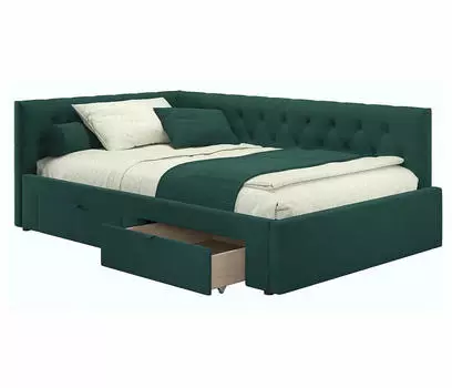 Кровать-тахта мягкая Afelia 1200 изумруд с ящиками