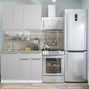 Кухня Фьюжн-05 Silky Light Grey/Белый 2140*1100*600