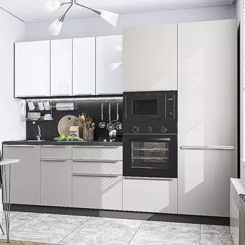 Кухня Фьюжн-07 Angel/Silky Light Grey/Graphite 2140*2700*600