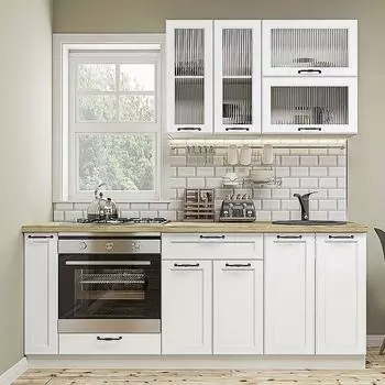 Кухня прямая Барселона-03 Белый/Белый 2140*2000*600