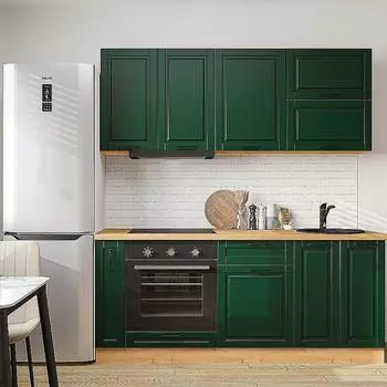 Кухня прямая Дублин-01 Special Green/Дуб Вотан 2140*1900*600