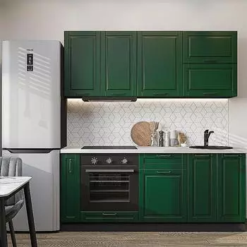 Кухня прямая Дублин-01 Special Green/Graphite 2140*1900*600