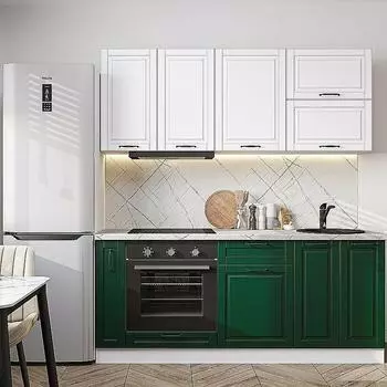 Кухня прямая Дублин-01 Special White/Special Green/Белый 2140*1900*600