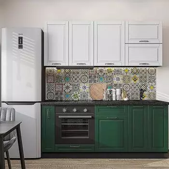 Кухня прямая Дублин-01 Special White/Special Green/Graphite 2140*1900*600