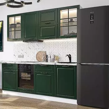 Кухня прямая Дублин-03 Special Green/Белый 2140*1950*600