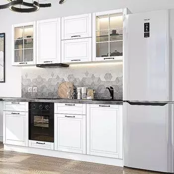 Кухня прямая Дублин-03 Special White/Белый 2140*1950*600