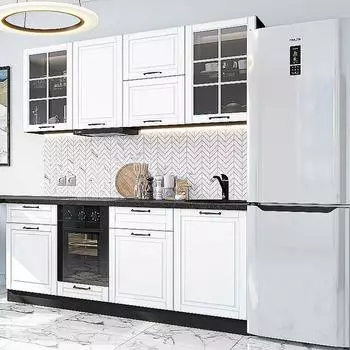 Кухня прямая Дублин-03 Special White/Graphite 2140*1950*600