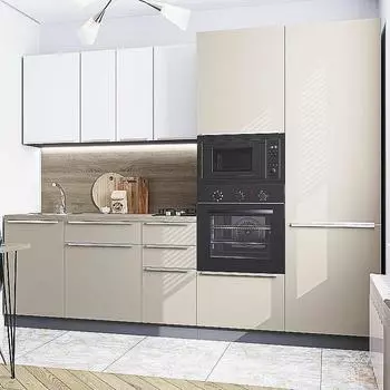 Кухня Прямая Фьюжн-07 Cream Silk/Silky White/Graphite 2140*2700*600