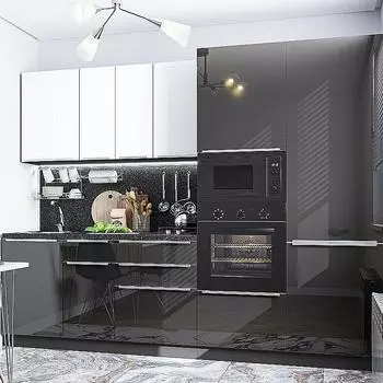 Кухня прямая Фьюжн-07 Silky White/Anthracite/Graphite 2140*2700*600