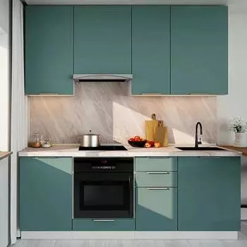 Кухня прямая Флэт Grey-green In 2S/Белый 2100