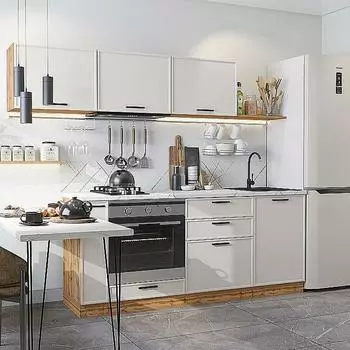 Кухня прямая Фрейм-01 Cream Silk/Дуб Вотан 1782*2300*600