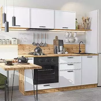 Кухня прямая Фрейм-01 White Silk Дуб Вотан 1782*2300*600