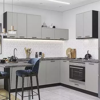 Кухня прямая Фрейм-03 Grey Silk/Graphite 2140*2200/2000*600