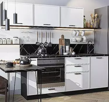 Кухня прямая Фрейм-01 White Silk Graphite 1782*2300*600