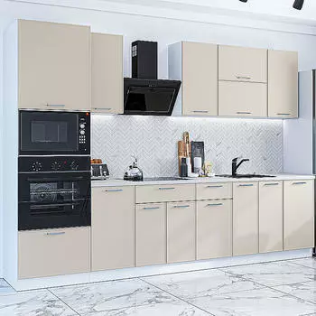 Кухня прямая Квадро-01 Кашемир/Белый 2140*3000*600