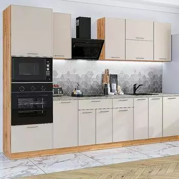 Кухня прямая Квадро-01 Кашемир/Дуб Вотан 2140*3000*600