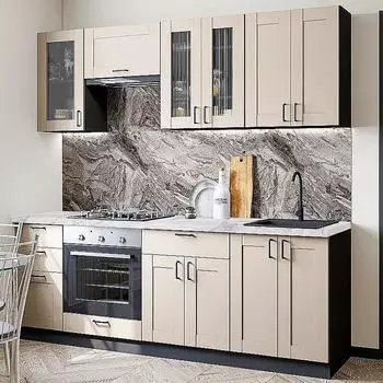 Кухня Прямая Лофт-01 Cream Silk/Graphite 2140*2200*600