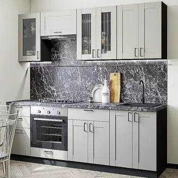 Кухня Прямая Лофт-01 Grey Silk/Graphite 2140*2200*600