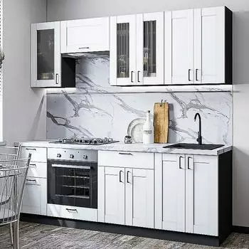 Кухня Прямая Лофт-01 White Silk/Graphite 2140*2200*600