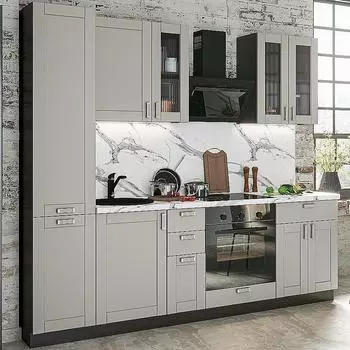 Кухня Прямая Лофт-02 Grey Silk/Graphite 2140*2400*600