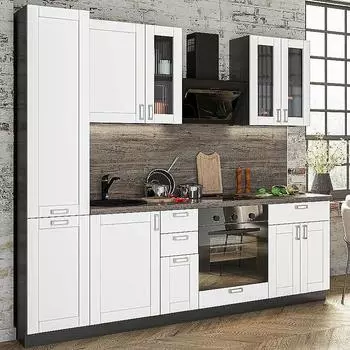 Кухня Прямая Лофт-02 White Silk/Graphite 2140*2400*600