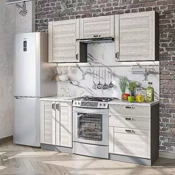 Кухня Прямая Лофт-05 Cappuccino Veralinga/Graphite 2140*1800*600