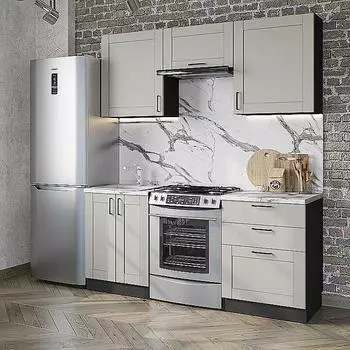 Кухня Прямая Лофт-05 Grey Silk/Graphite 2140*1800*600