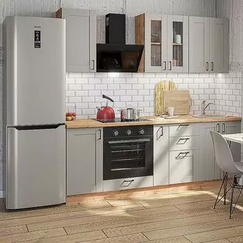 Кухня Прямая Лофт-07 Grey Silk/Дуб Вотан 2140*2200*600